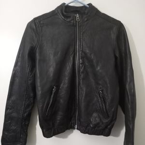 Elena Gilbert Style Lucky Brand 100% real Lamb Leather Zip up Jacket. Black.